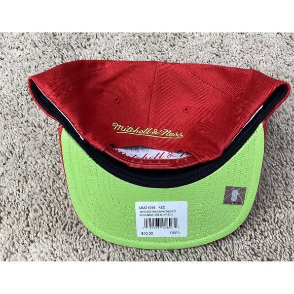 New Jersey Nets Mitchell & Ness Hat Reverse Grinch Team Snapback HWC Red Cap NWT - Picture 4 of 10